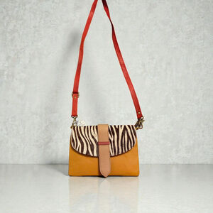 Folklore Crossbody Bag One Size Brown Red Zebra Print